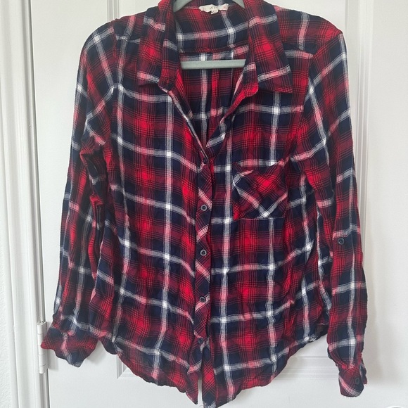 Le Lis Tops - Le Lis Red and Blue Plaid Long Sleeve Top